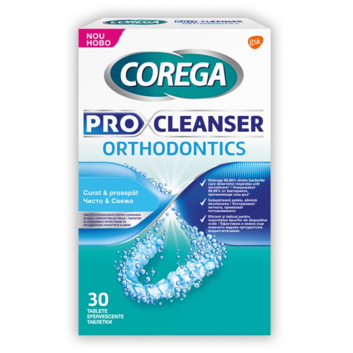 Corega Tabs Procleanser orthodontics, 30 de tablete, Glaxosmithkline