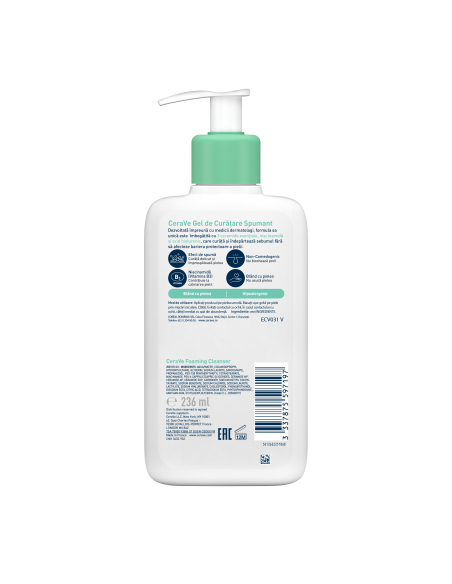 Cerave Gel De Curătare Spumant, Piele Normal-Grasă 236 Ml, La Roche-Posay