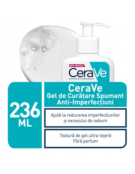 Cerave Gel De Curătare Spumant Anti-Imperfectiuni, Ten Cu Tendintă Acneică 236 Ml , La Roche-Posay