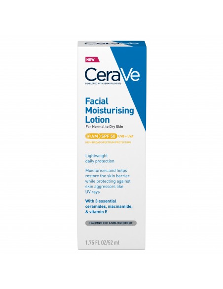 Cerave Crema Hidratanta Pentru Fata A.M. Spf 50, Ten Normal-Uscat, 52 ml, LA ROCHE-POSAY LABORAT FRANCE