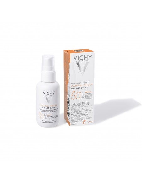 Vichy Capital Soleil UV-Age Daily SPF 50+ – fluid anti-aging cu protecție solară, 40 ml