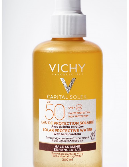 Capital Soleil Apă Cu Protectie Solară Spf 50, Pentru Bronz De Durată, Fată Si Corp, 200 Ml, Vichy