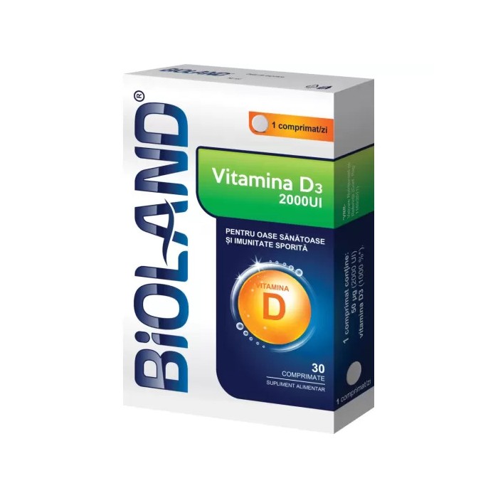 Bioland Vitamina D3 2000 UI, 30 comprimate, Biofarm