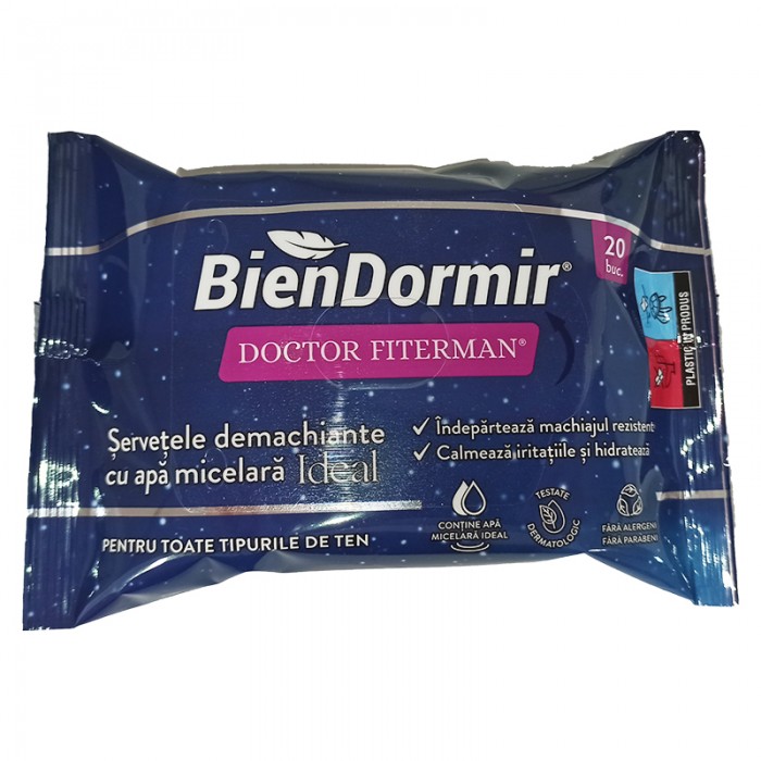 Bien dormir servetele demachiante cu apa micelara, 20 buc, Fiterman