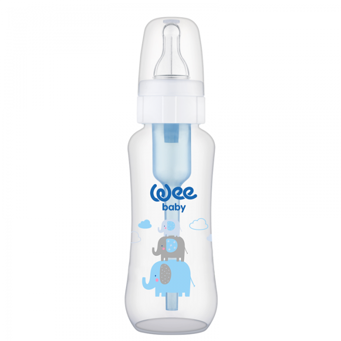Biberon din plastic cu desen si tetina anti colici nr. 2, 240 ml, cod 295