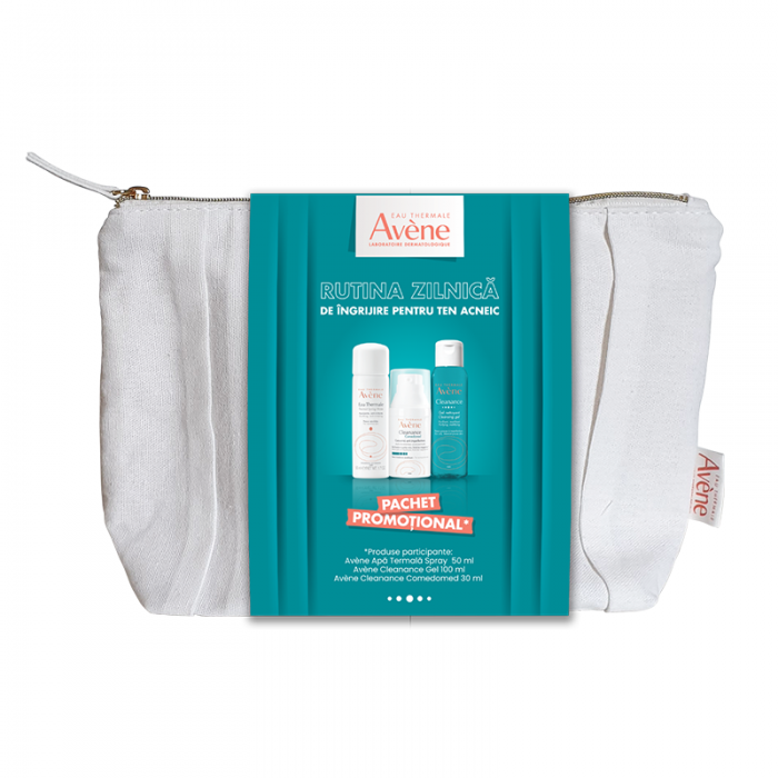 Pachet promotional Avene Cleanance gel, 100ml + Comedomed, 30ml + Apa termala, 50ml + borseta, Lab. Pierre Fabre Franta