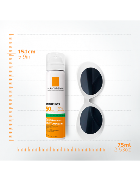 Anthelios Spray Invizibil Matifiant Cu Protectie Solara Spf 50, pentru fata, ten gras si sensibil, 75ml, La Roche-Posay