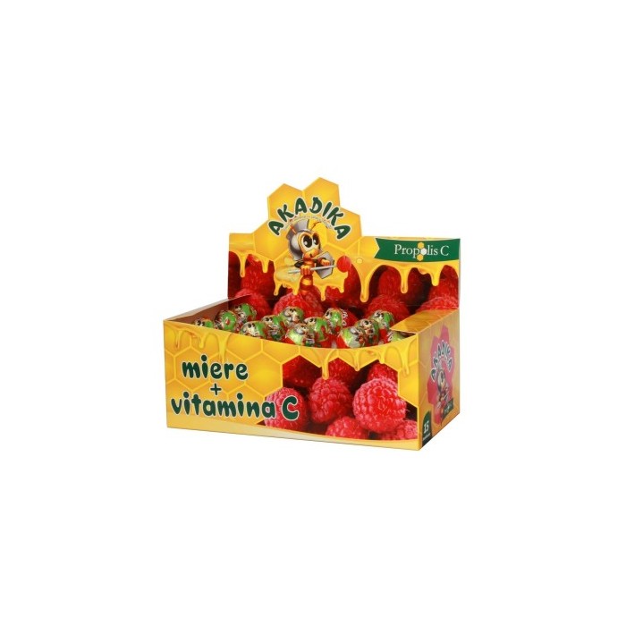 Acadele cu vitamina c, propolis si aroma de zmeura Akadika, 15 acadele, Fiterman